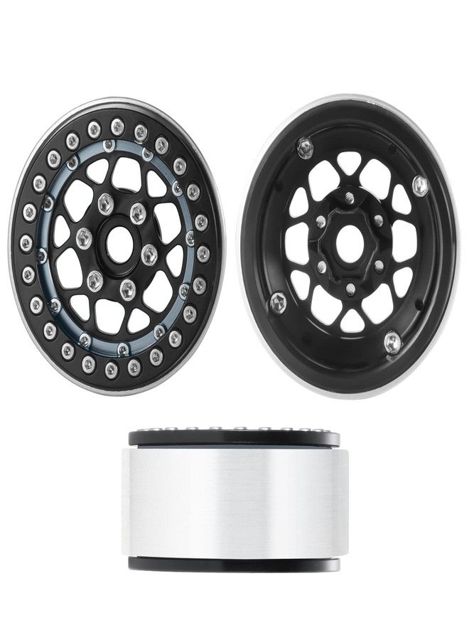 MORLORDY 4PCS RC 1.9 Beadlock Wheels Aluminum Alloy 1.9 inch Wheel Hubs Rims for 1/10 Scale RC Crawler Car SCX10 SCX10 II 90046 SCX10 III AXI03007 D90 TRX4 CC01 Upgrades - Black and Titanium - Image 5